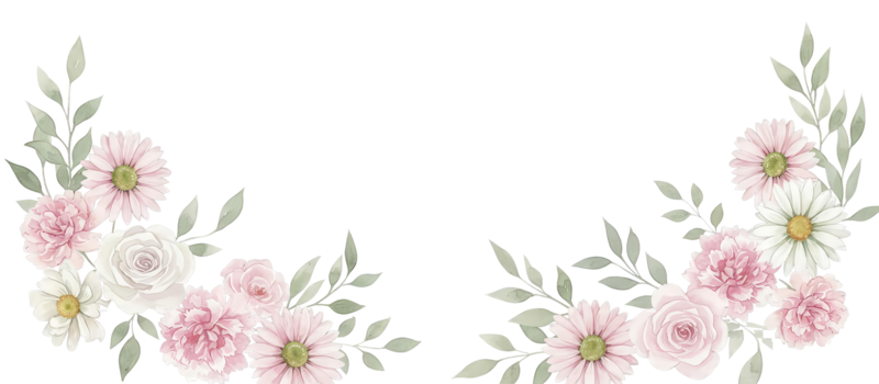 Flowers and leaves border